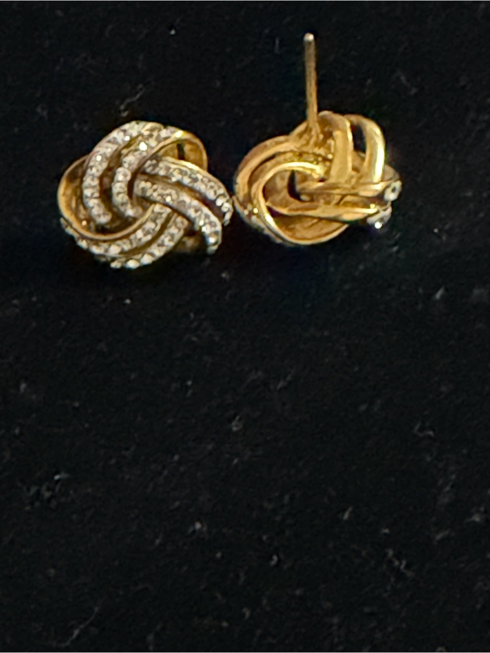 22 Karat Gold filled Knot Stud Earrings with Pavé Crystals - Women Jewelry